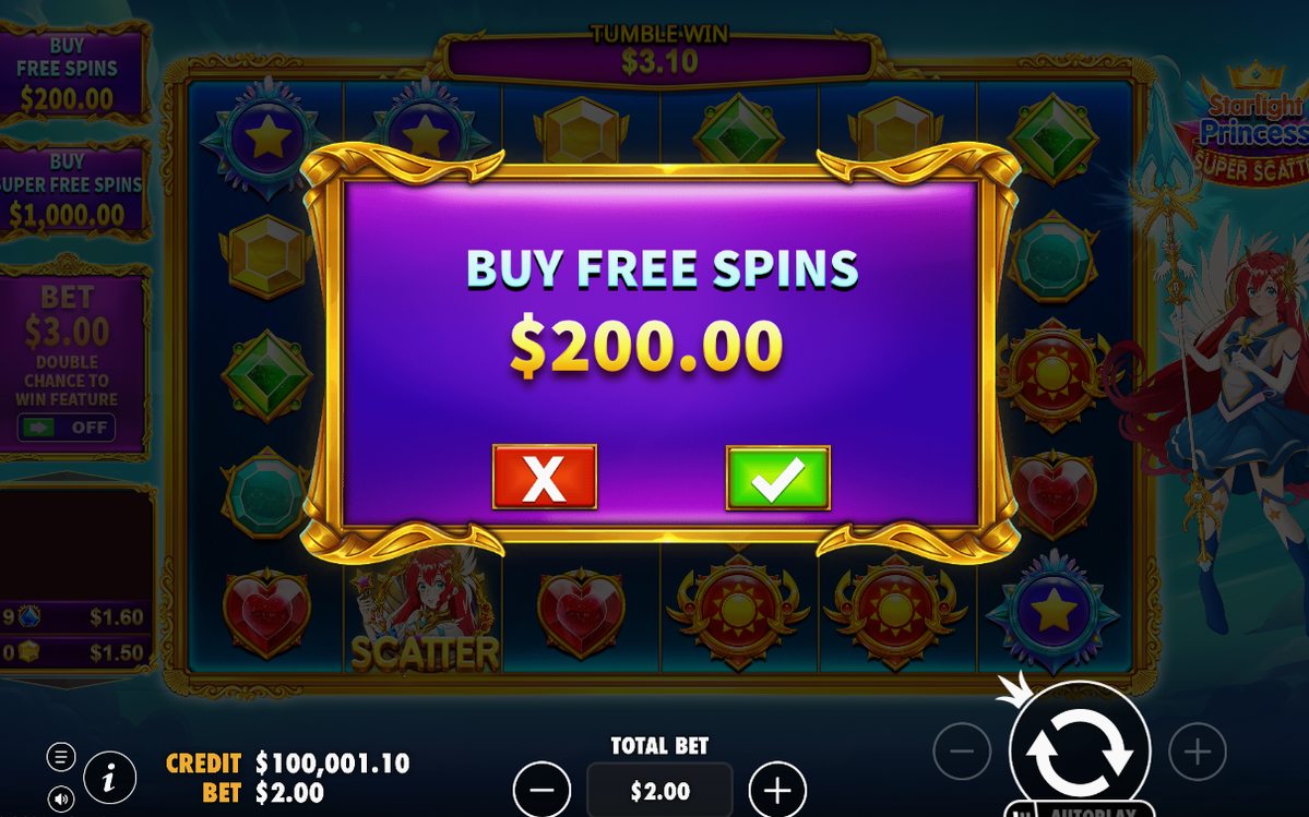 Super Free Spins grid with magenta background